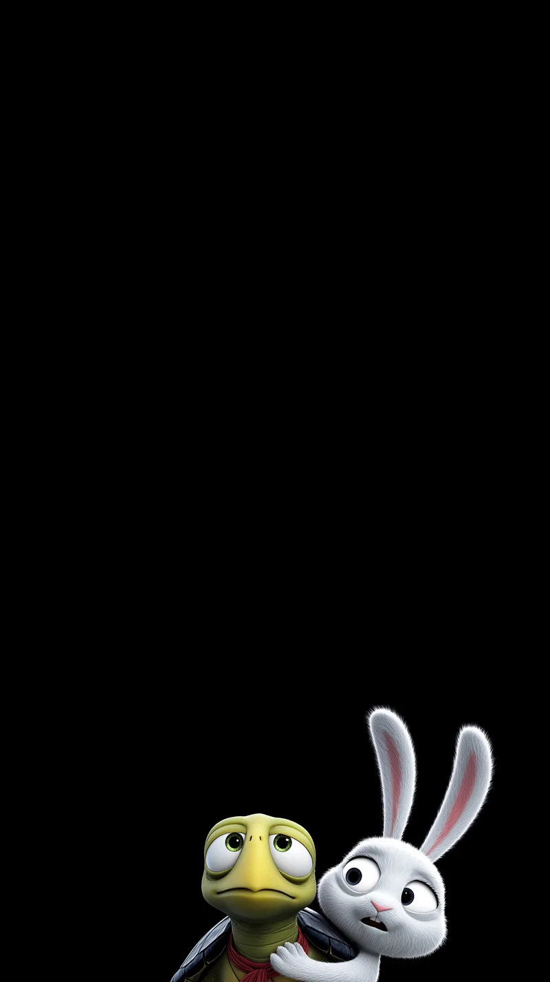 Cute Bunny Holding Turtle Minimal Black Wallpaper 4K - 3D Wallpaper mobile Wallpaper | Picmaze