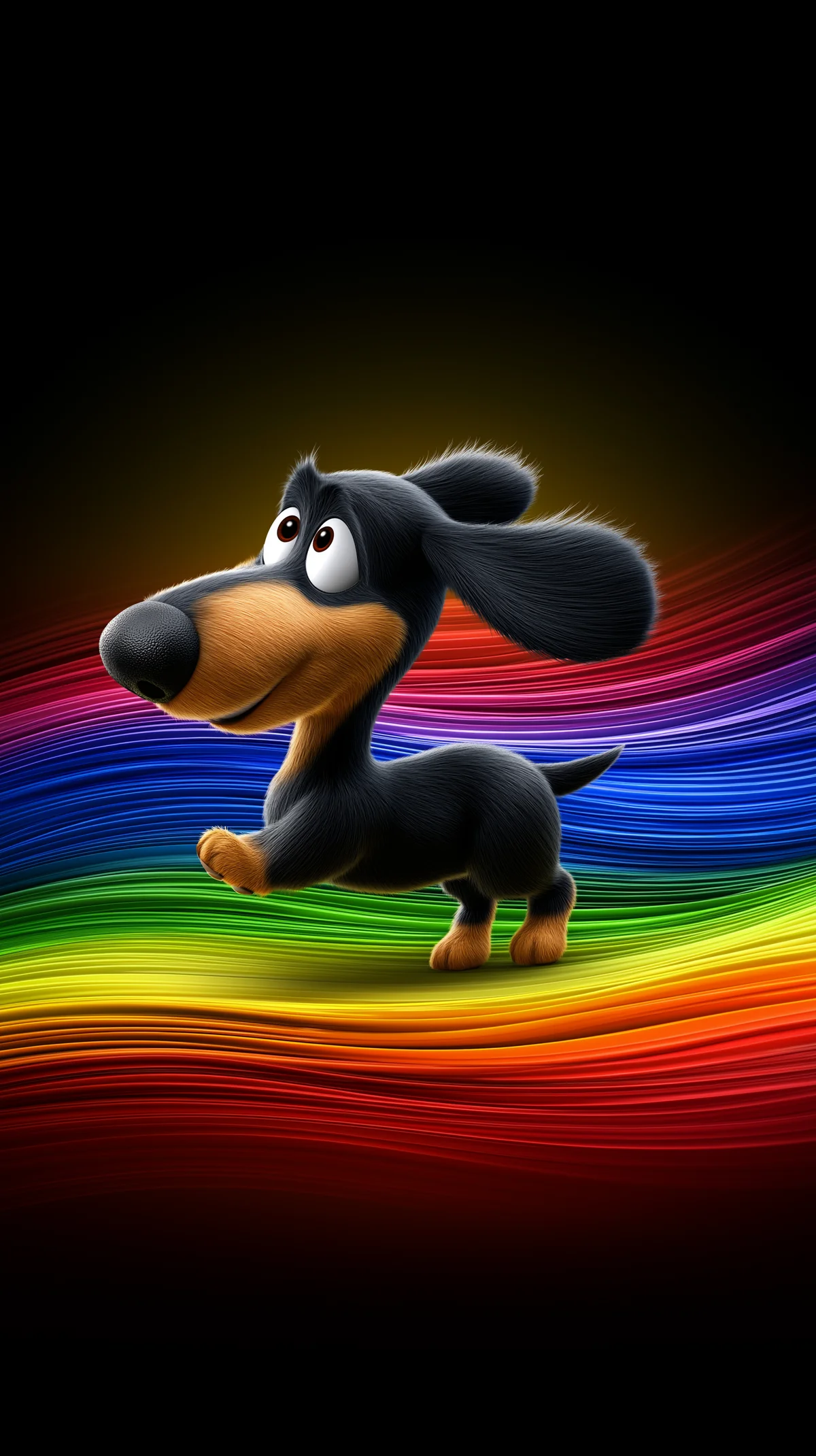 Cute Cartoon Dog on Rainbow Waves Dark Aesthetic Wallpaper wallpaper - Dogs wallpaper | Picmaze