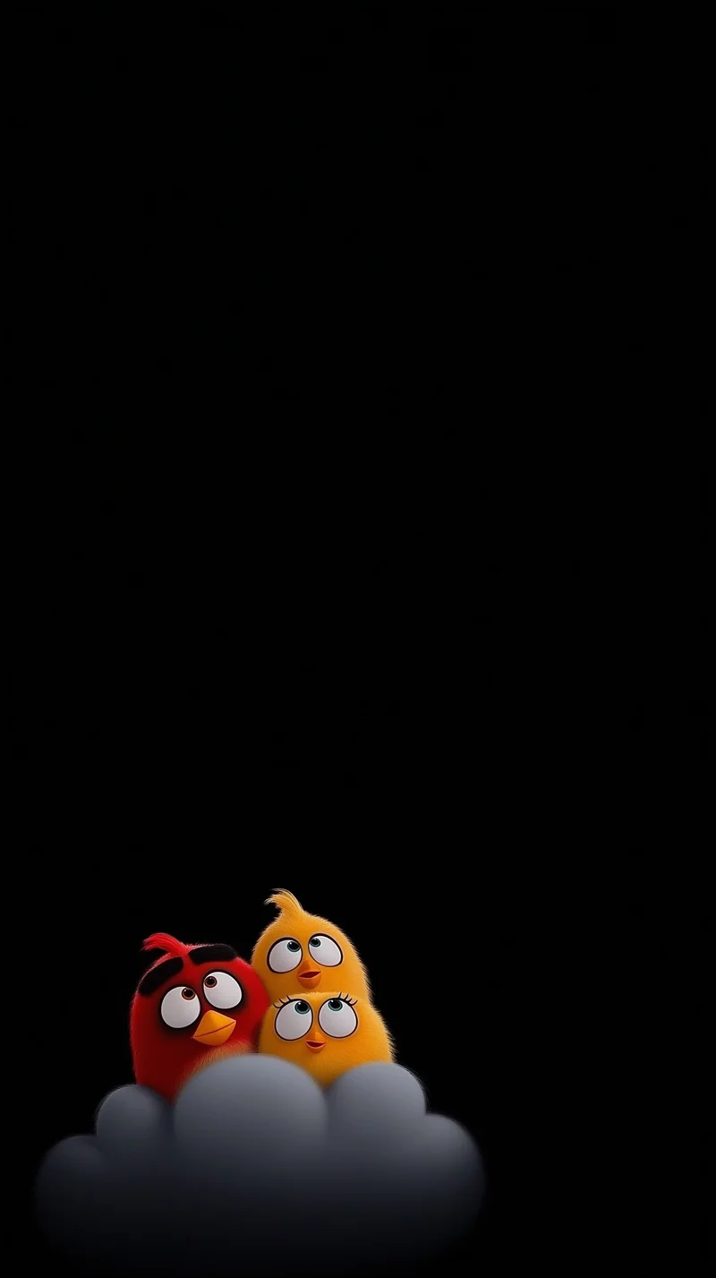 Cute Cartoon Birds on Cloud Minimal Dark AMOLED Wallpaper - Bird Wallpapers mobile Wallpaper | Picmaze