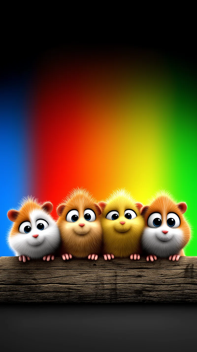Cute Hamster Squad Rainbow Background Wallpaper 4K - Cute Hamster wallpapers mobile Wallpaper | Picmaze