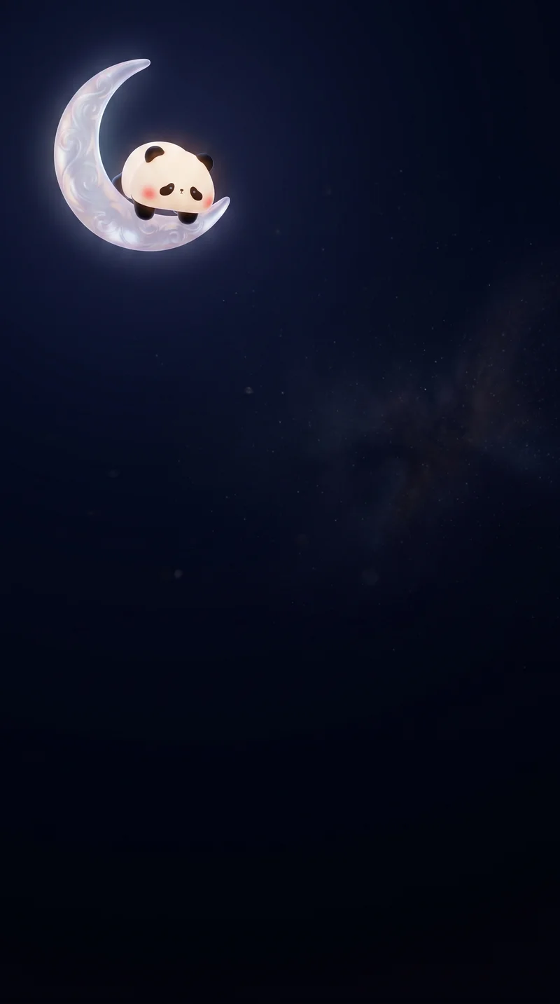 Dreamy Panda Moon Wallpaper with Soft Night Sky Glow - Panda Wallpapers mobile Wallpaper | Picmaze