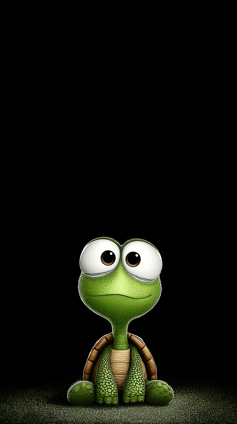 Cute Baby Turtle Sitting Android Wallpaper – Big Eyes Cartoon Turtle ...
