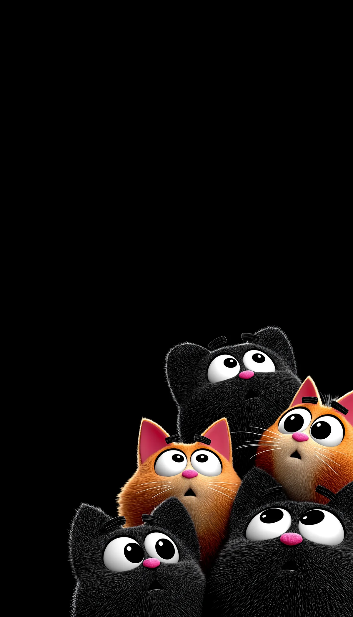 Cute Cartoon Cats Looking Up Wallpaper 4K Black Background wallpaper - Cat Wallpapers | Picmaze