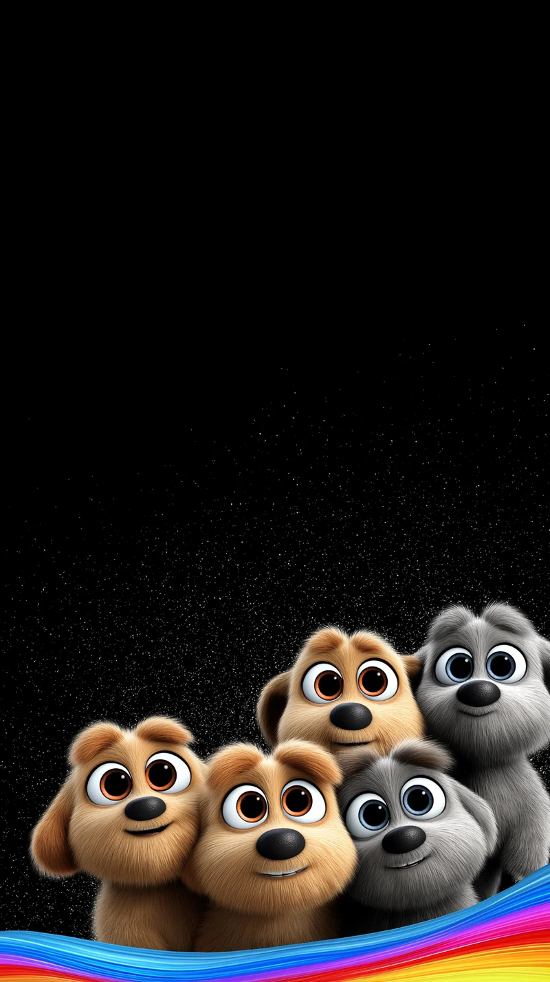 Playful Cartoon Puppies Under Dark Sky HD Wallpaper Wallpaper | Picmaze
