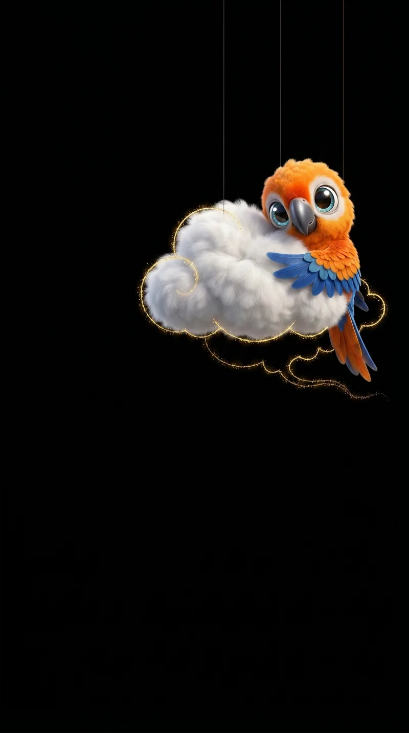 Dreamy Baby Parrot Cloud Wallpaper for AMOLED Screens - parrots mobile Wallpaper | Picmaze