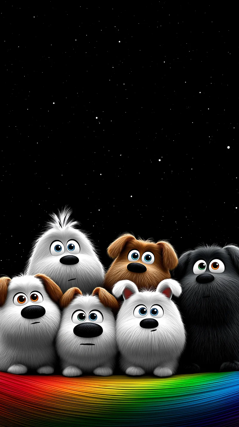 Fluffy Cartoon Dogs Under Starry Sky Aesthetic Wallpaper Wallpaper | Picmaze