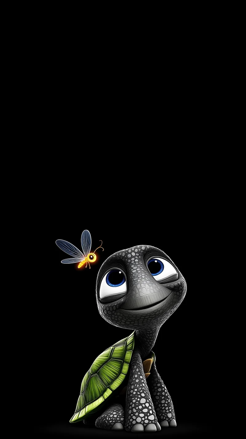 Cute Turtle Wallpaper with Firefly Minimal Dark Aesthetic - Turtle mobile Wallpaper | Picmaze