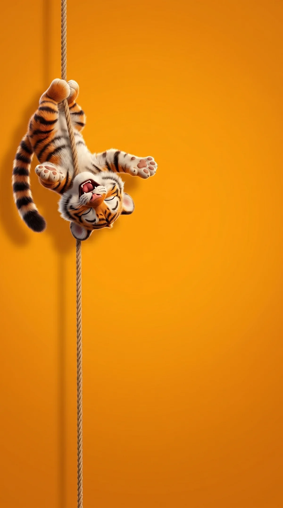 Funny Hanging Tiger Cub Wallpaper with Orange Aesthetic wallpaper - Cute Animal Wallpapers | Picmaze