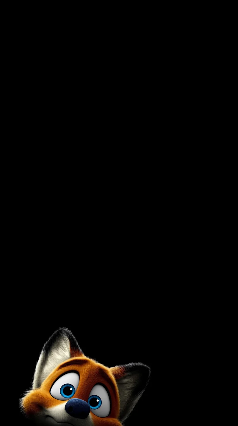 Minimal Cute Fox Wallpaper with Black AMOLED Background - Cute Animal Wallpapers mobile Wallpaper | Picmaze