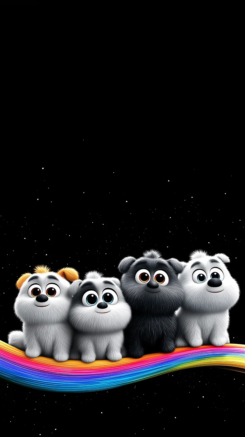 Cute Puppy Rainbow Wave Wallpaper with Starry Night Wallpaper | Picmaze