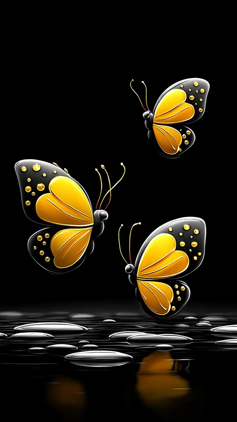 Golden Trio: Liquid Gold Butterfly Minimal AMOLED Wallpaper Wallpaper | Picmaze