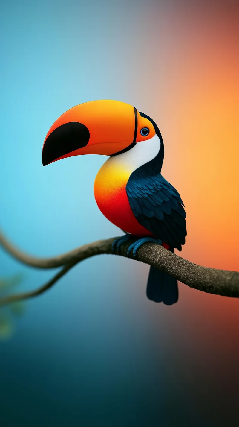 Cute Tropical Toucan Bird Gradient 4K Phone Wallpaper Wallpaper | Picmaze