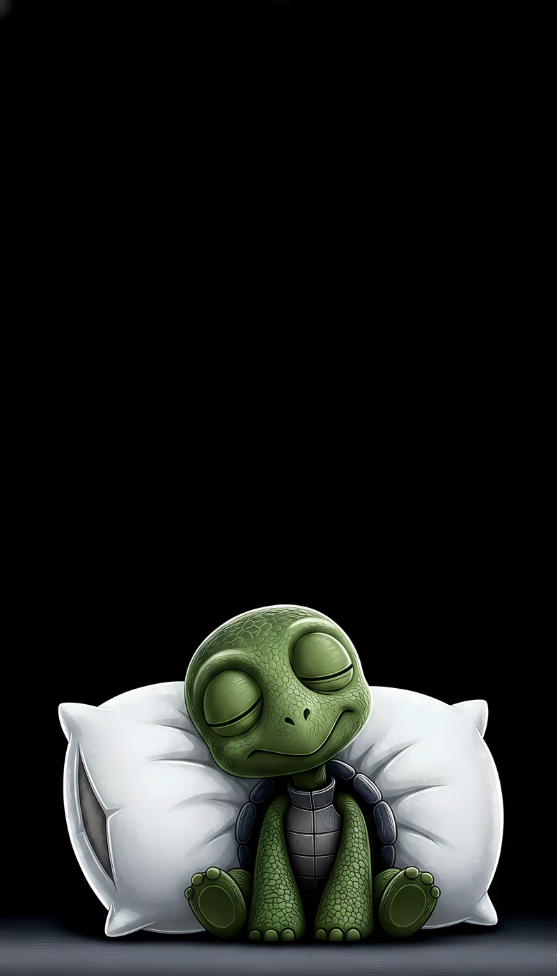 Sleepy Turtle on Pillow Cute Minimal Night Wallpaper - Turtle mobile Wallpaper | Picmaze