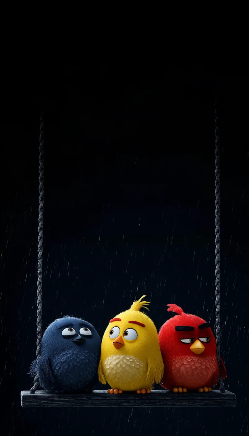 Rainy Night Cartoon Birds Swing Aesthetic Dark Wallpaper - Bird Wallpapers mobile Wallpaper | Picmaze