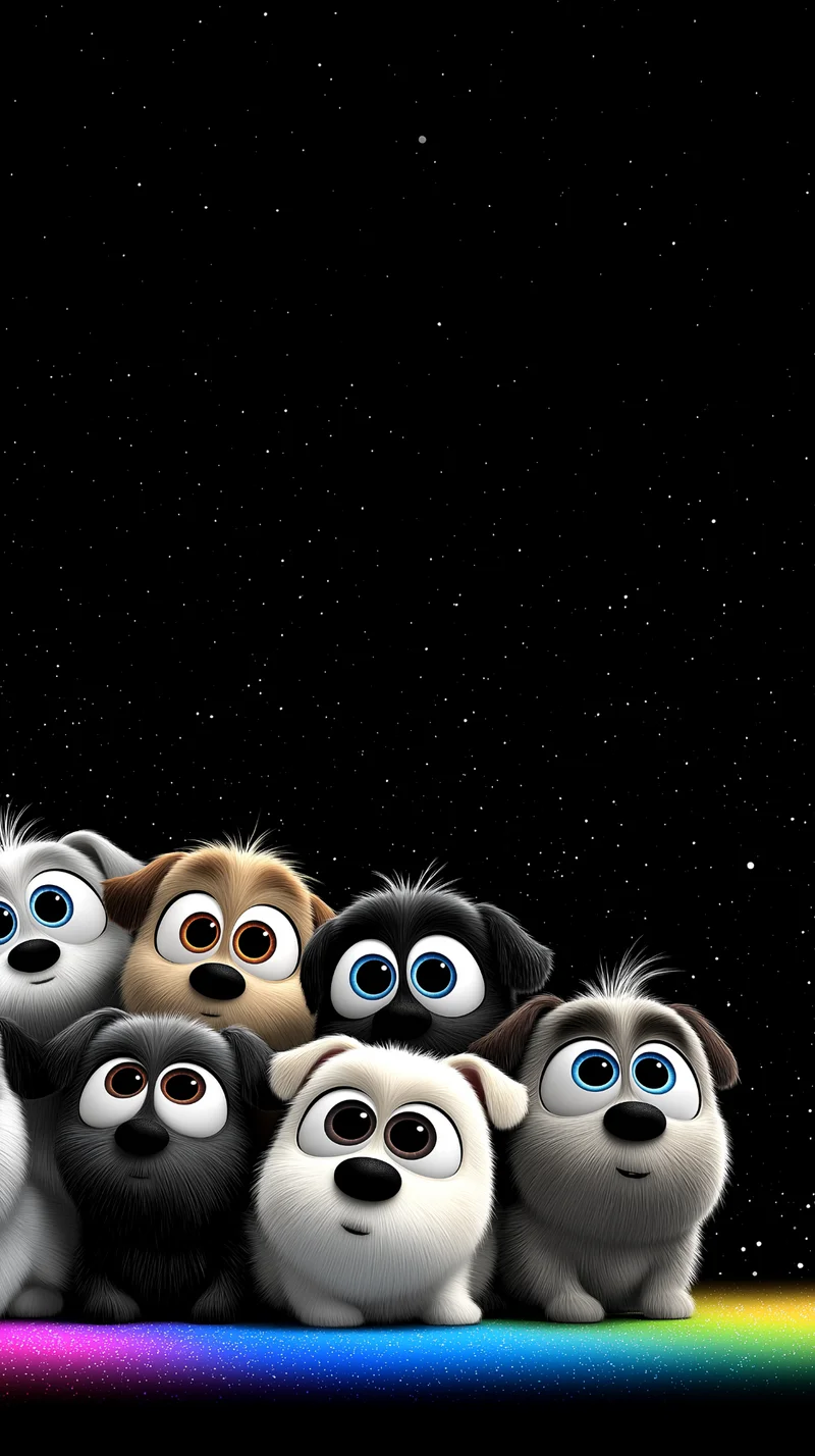 Cute Puppy Group Under Starry Sky Aesthetic Wallpaper Wallpaper | Picmaze