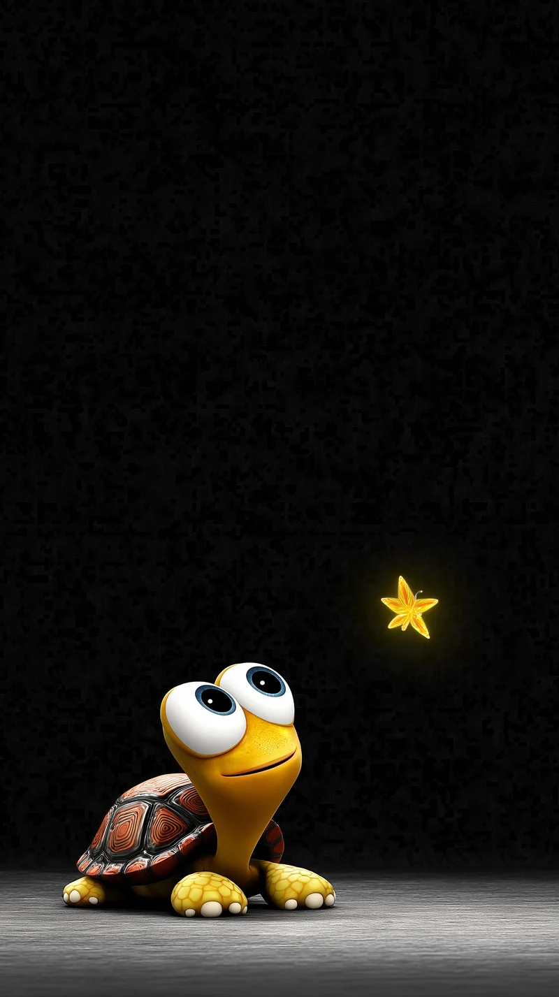 Cute Baby Turtle and Glowing Star Dark Aesthetic Wallpaper - Turtle mobile Wallpaper | Picmaze