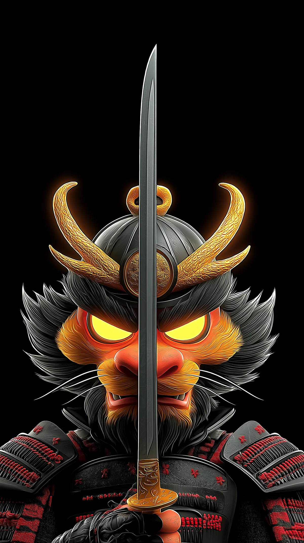 Samurai Warrior Mask Wallpaper with Fiery Eyes and Blade wallpaper - Fantasy Wallpaper | Picmaze