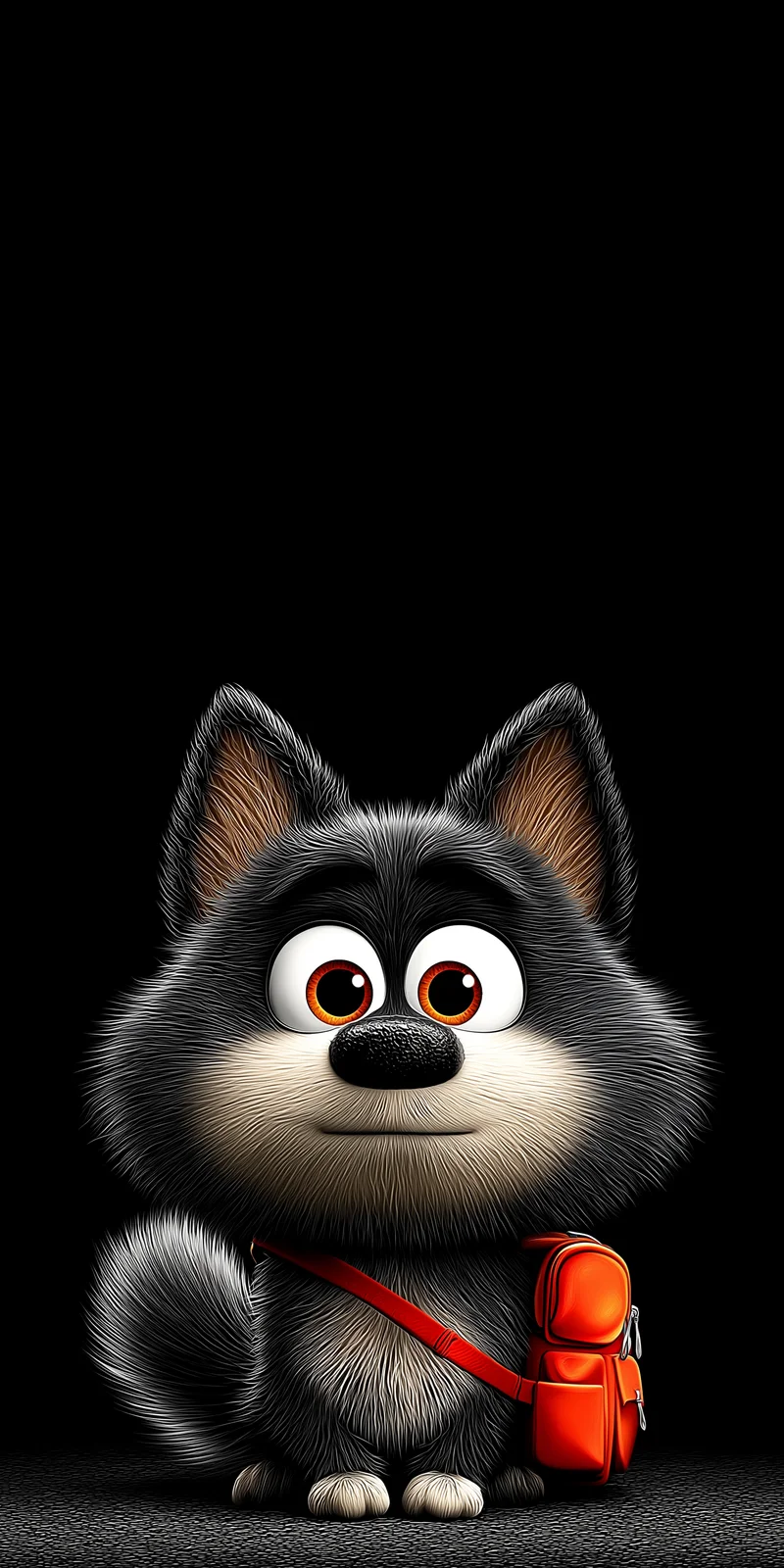 Cute Wolf Backpack Wallpaper for Minimal Dark Screens - ios wallpapers mobile Wallpaper | Picmaze