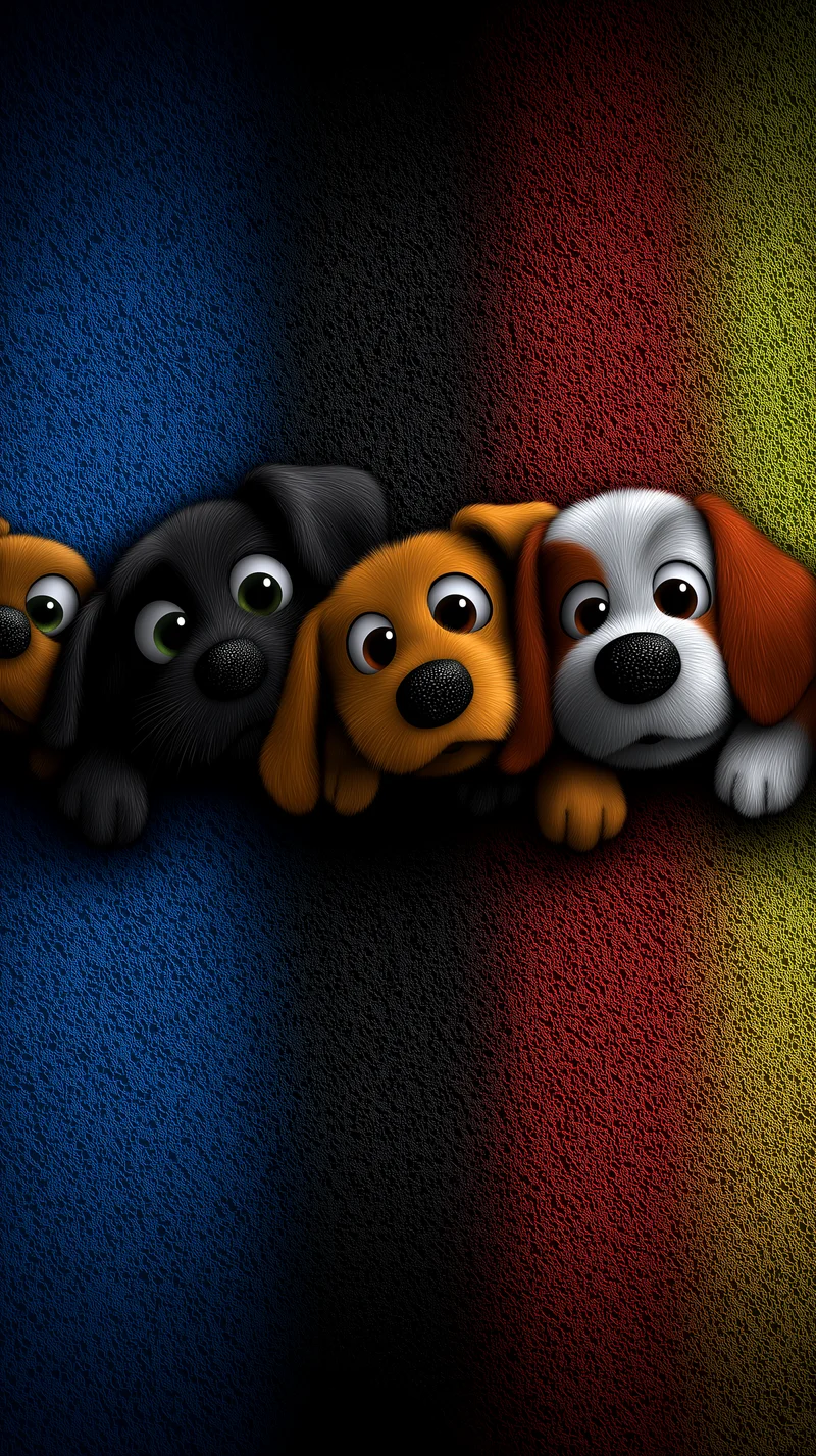 Vibrant Puppy Faces Dark Split Color Background Cute Wallpaper - Dogs wallpaper mobile Wallpaper | Picmaze