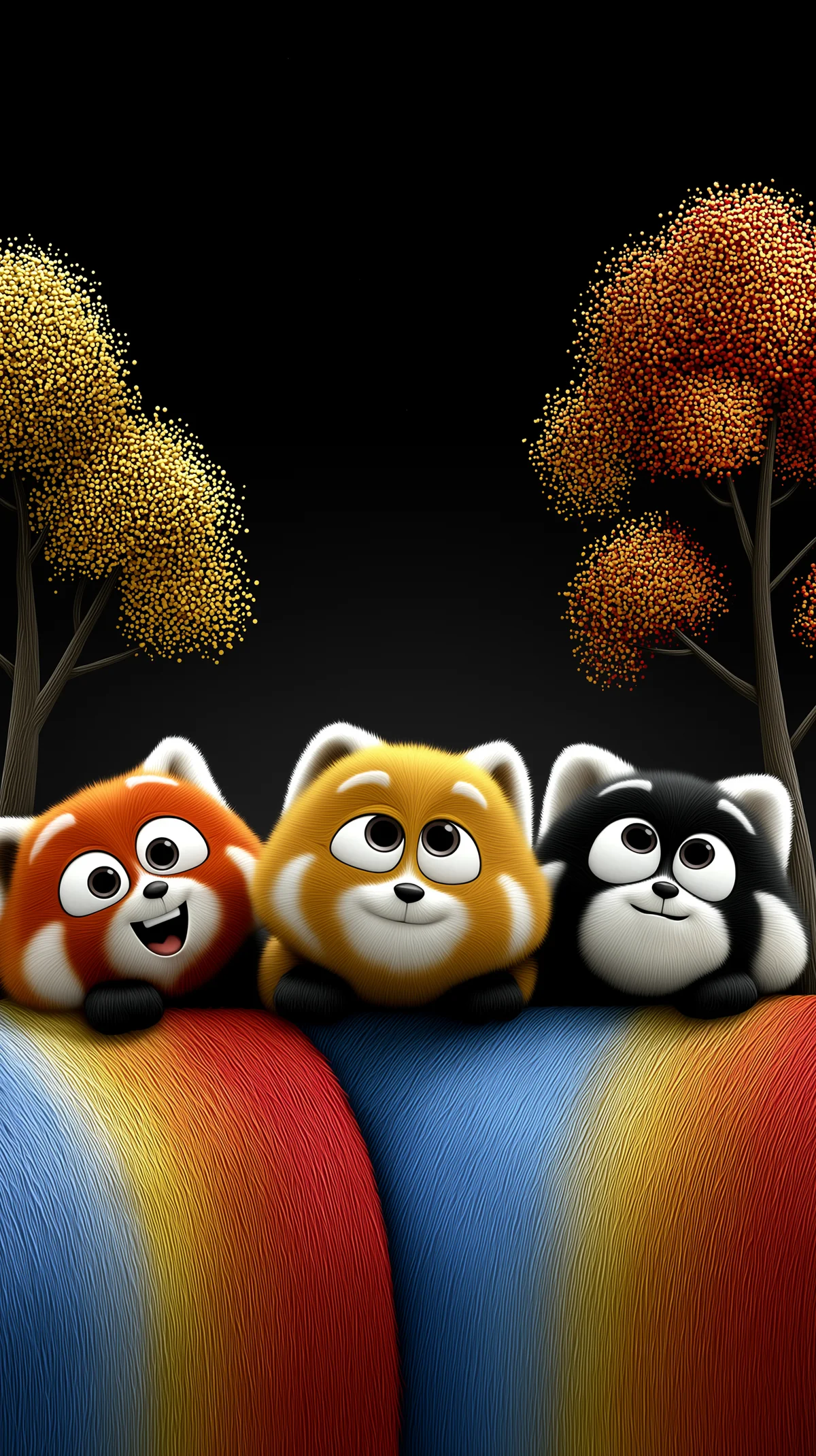 Colorful Cute Panda Trio Night Sky Cartoon Wallpaper wallpaper - Panda Wallpapers | Picmaze