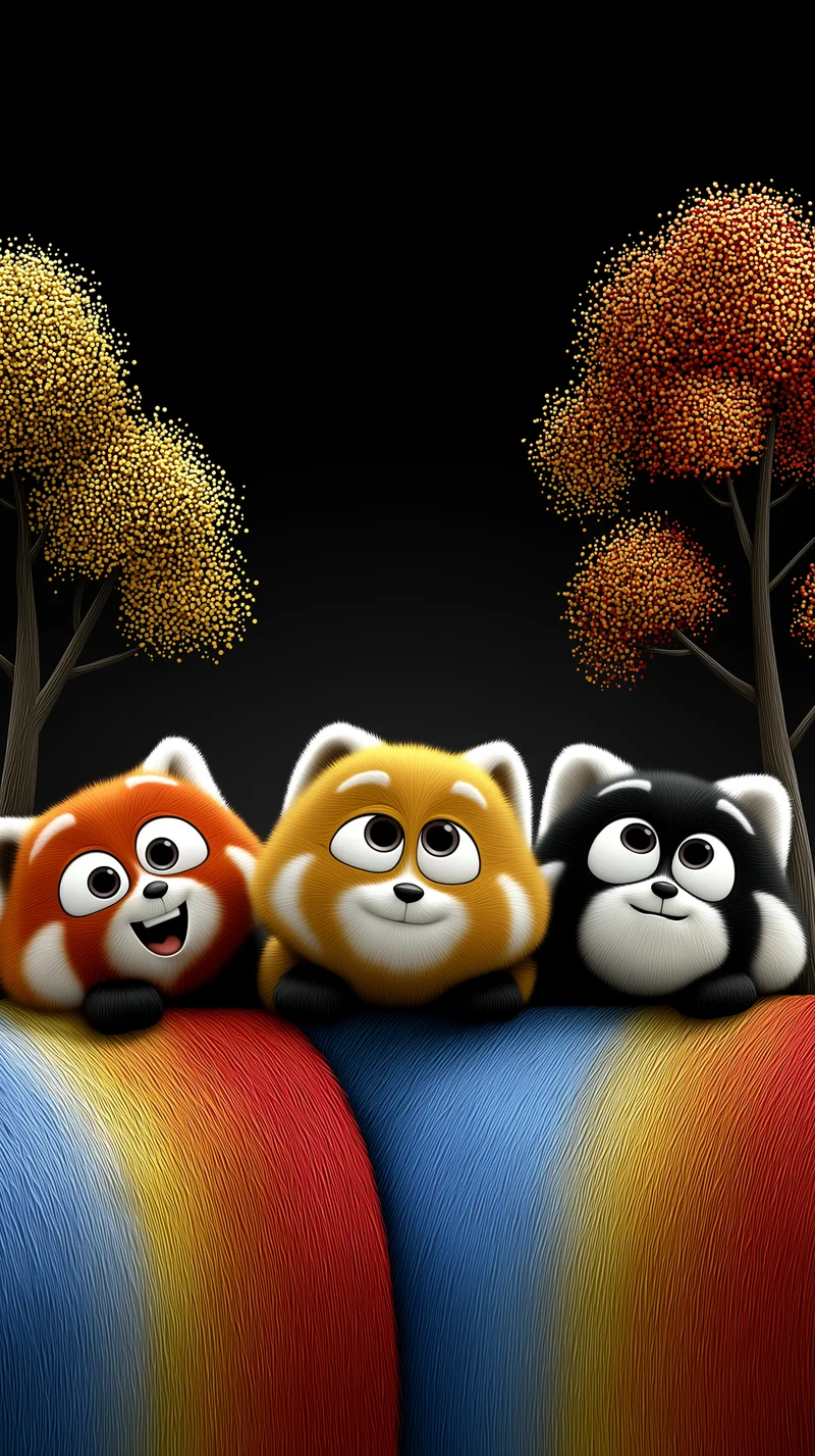 Colorful Cute Panda Trio Night Sky Cartoon Wallpaper - Panda Wallpapers mobile Wallpaper | Picmaze