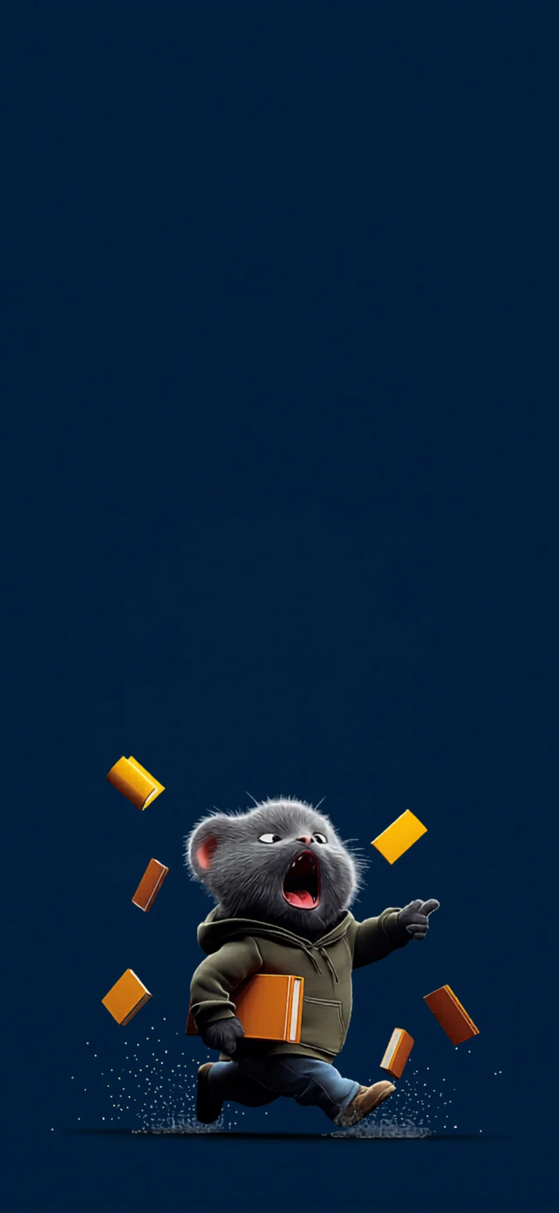 Cute Running Cat with Books 3D Cartoon iPhone Wallpaper Wallpaper | Picmaze