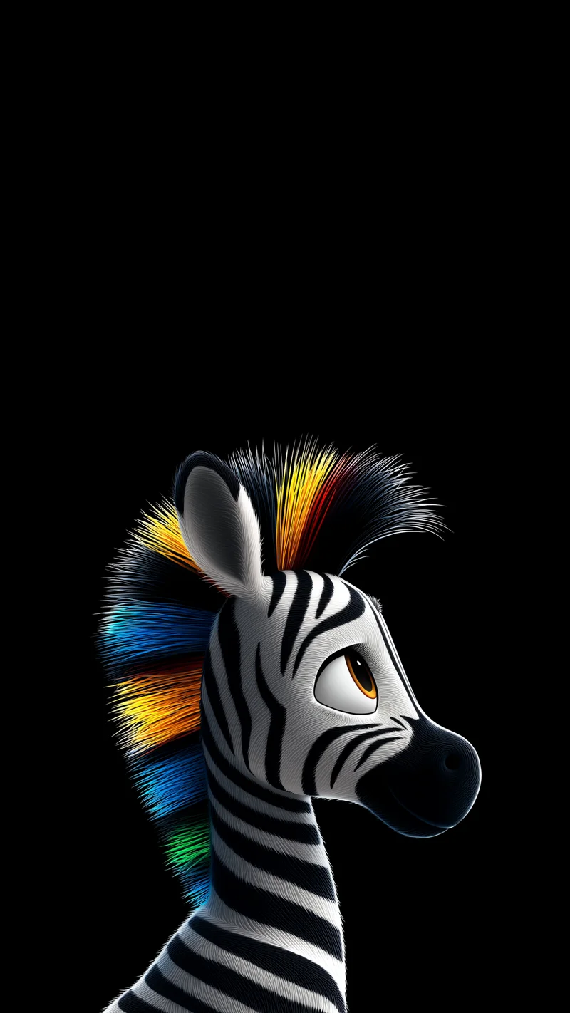 Colorful Neon Zebra Wallpaper with Rainbow Mane Dark Theme - Zebra wallpapers mobile Wallpaper | Picmaze