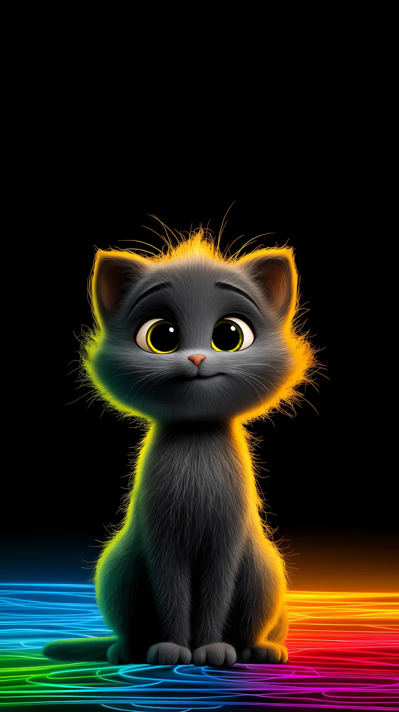 Minimal Cute Cat Wallpaper with Neon Glow in 4K - ios wallpapers mobile Wallpaper | Picmaze