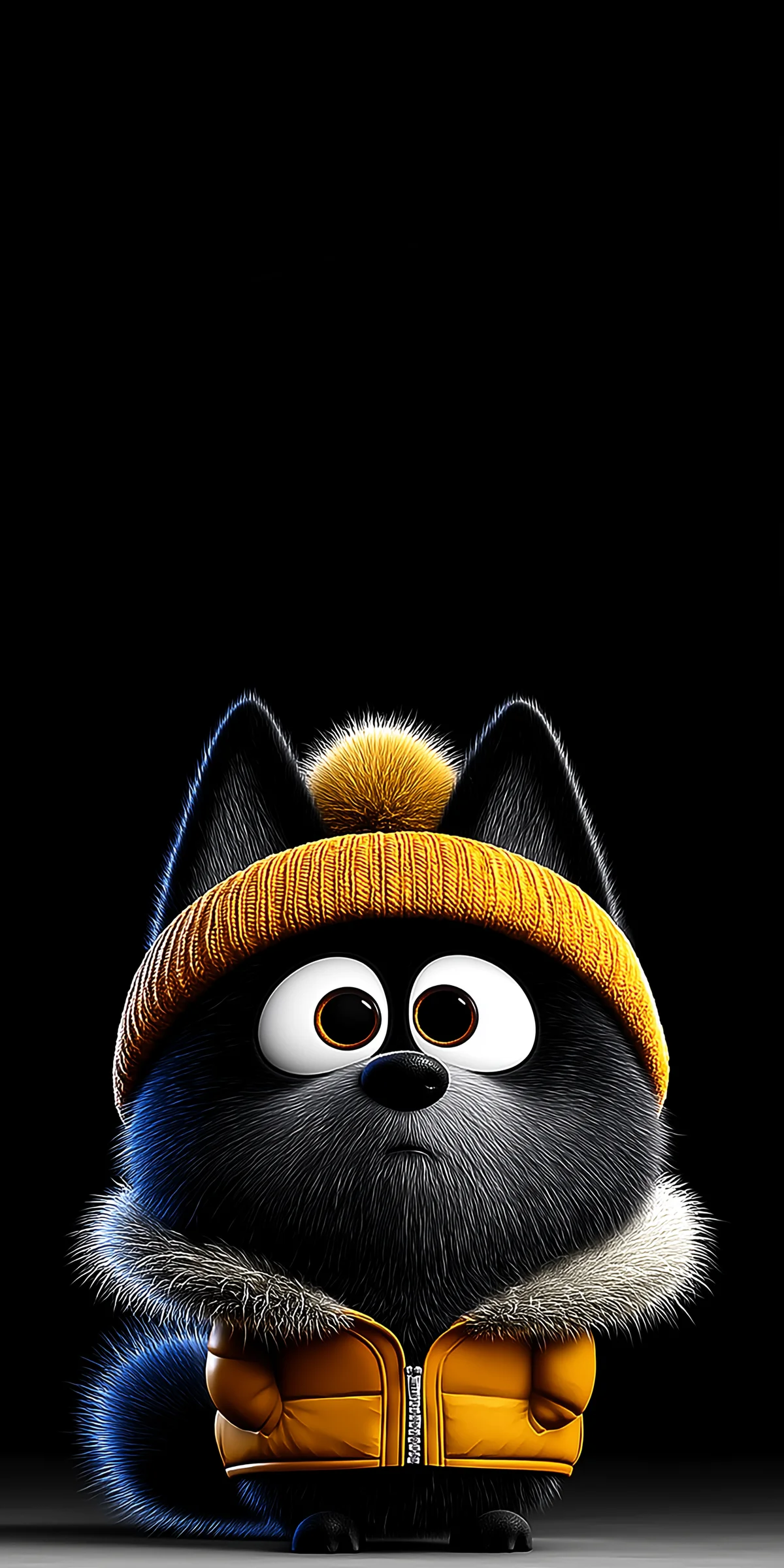 Cute Winter Wolf Cartoon Wallpaper with AMOLED Black wallpaper - ios wallpapers | Picmaze