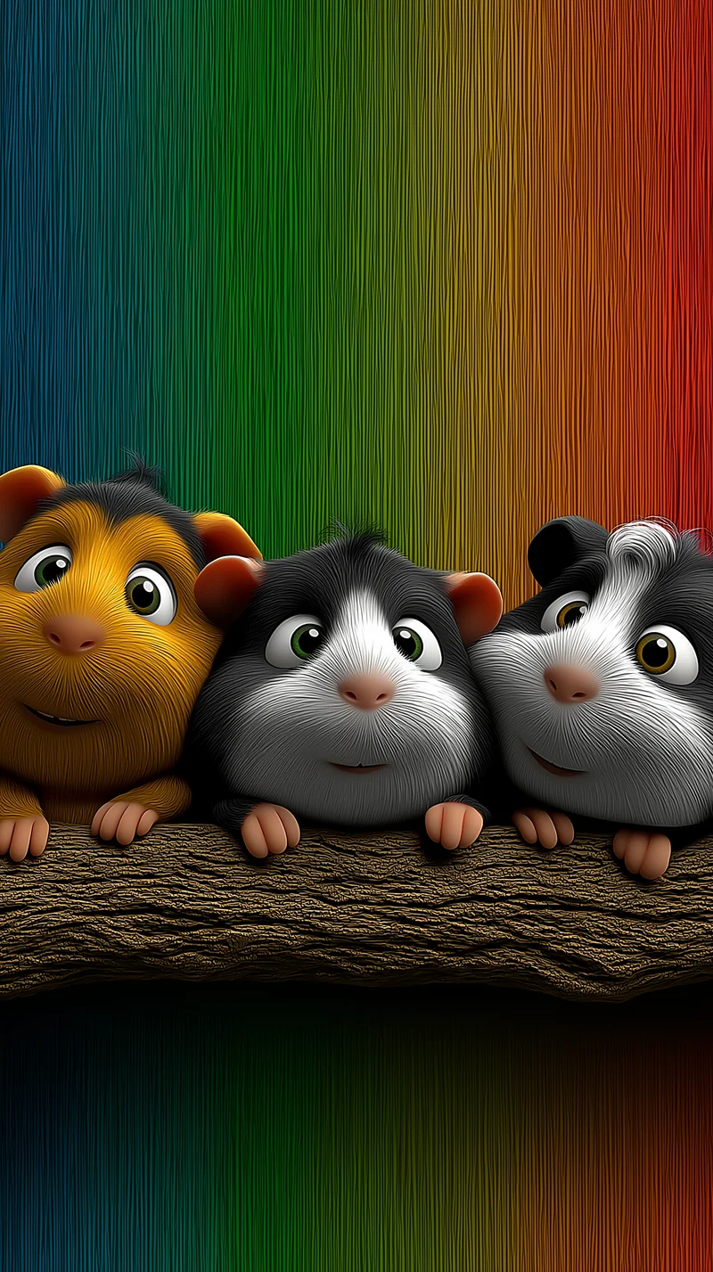 Rainbow Guinea Pig Trio Cute Aesthetic Wallpaper HD - Cute Animal Wallpapers mobile Wallpaper | Picmaze