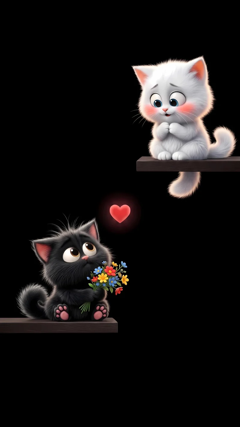 Two Cute Kittens With Flowers AMOLED 4K Phone Wallpaper Wallpaper | Picmaze