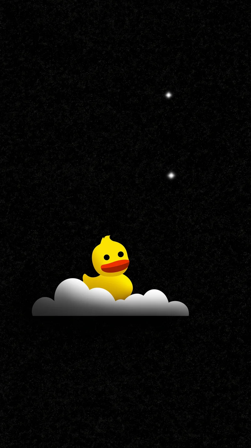 Tiny Duck on Cloud Minimal Dark Space Wallpaper - Duck Wallpapers mobile Wallpaper | Picmaze