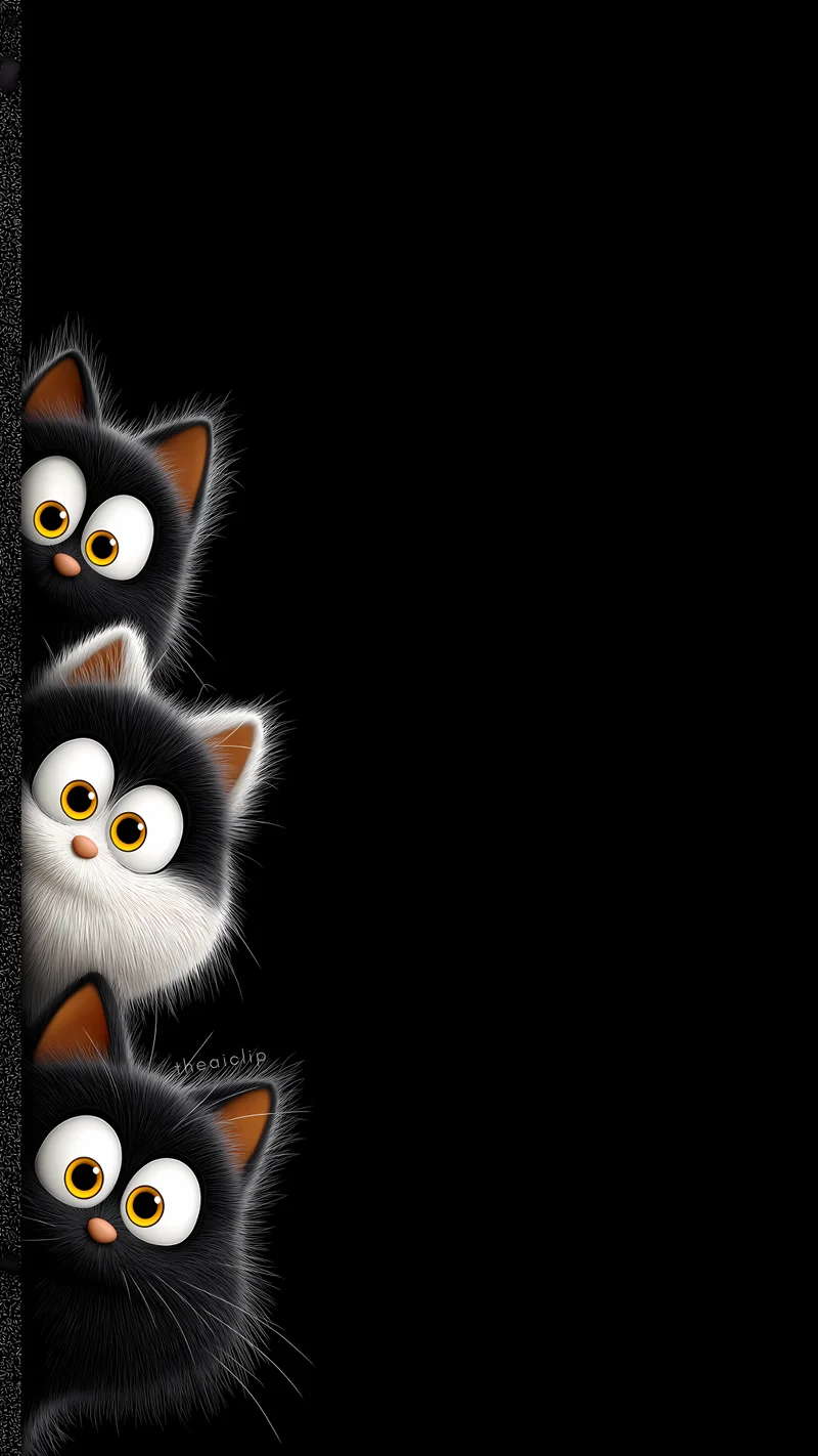 Cute Black Cats Peeking Minimal Dark Live Wallpaper Wallpaper | Picmaze