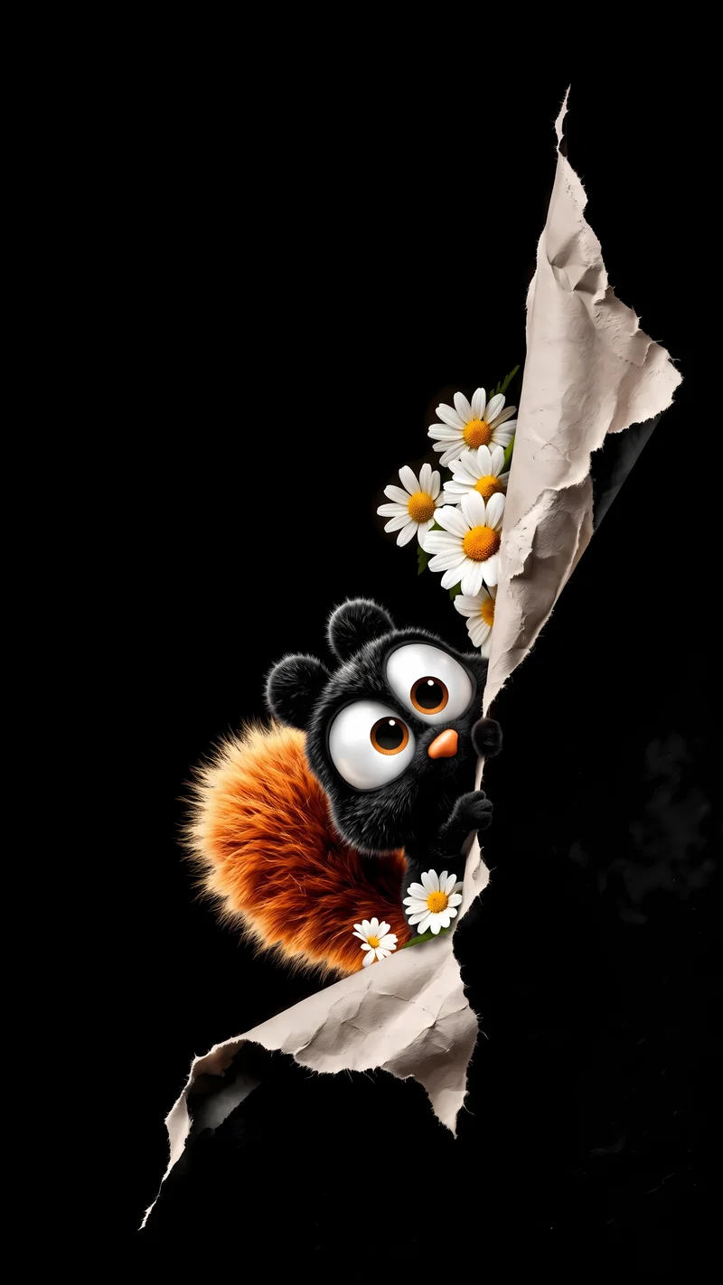 Curious Furry Animal Torn Paper AMOLED 4K Phone Wallpaper Wallpaper | Picmaze