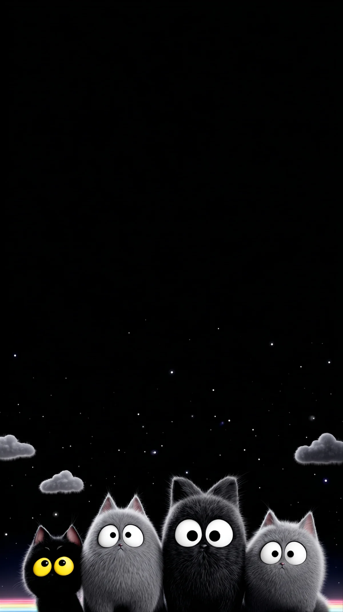 Wide-Eyed Cartoon Cats Under Starry Night Sky 4K wallpaper - Cat Wallpapers | Picmaze