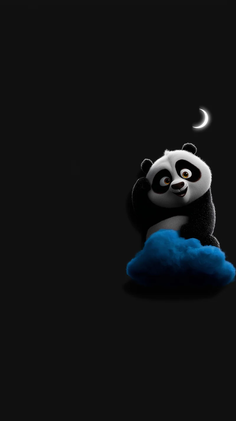 Cute Panda on Blue Cloud Dark Aesthetic Wallpaper - Panda Wallpapers mobile Wallpaper | Picmaze