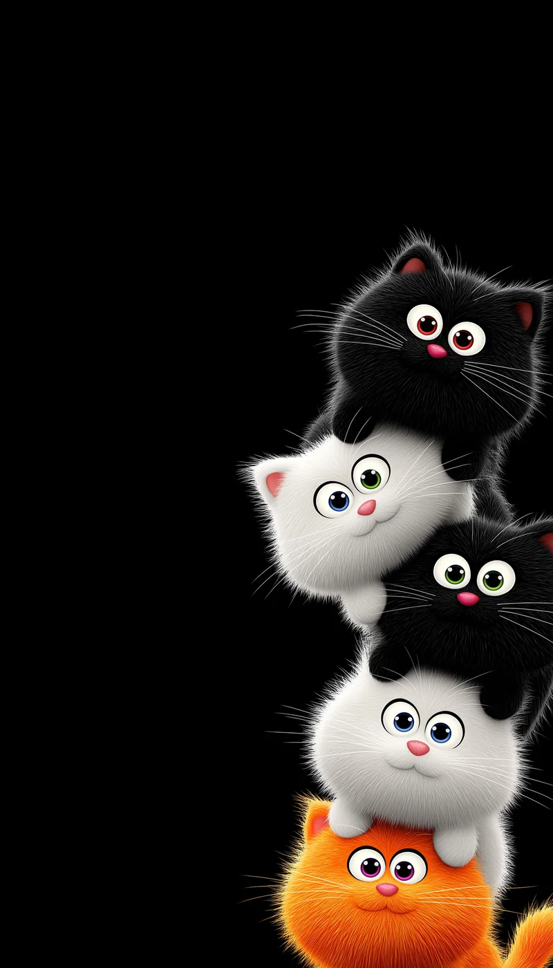 Cute Stacked Kittens Wallpaper 4K Black Background HD Wallpaper | Picmaze
