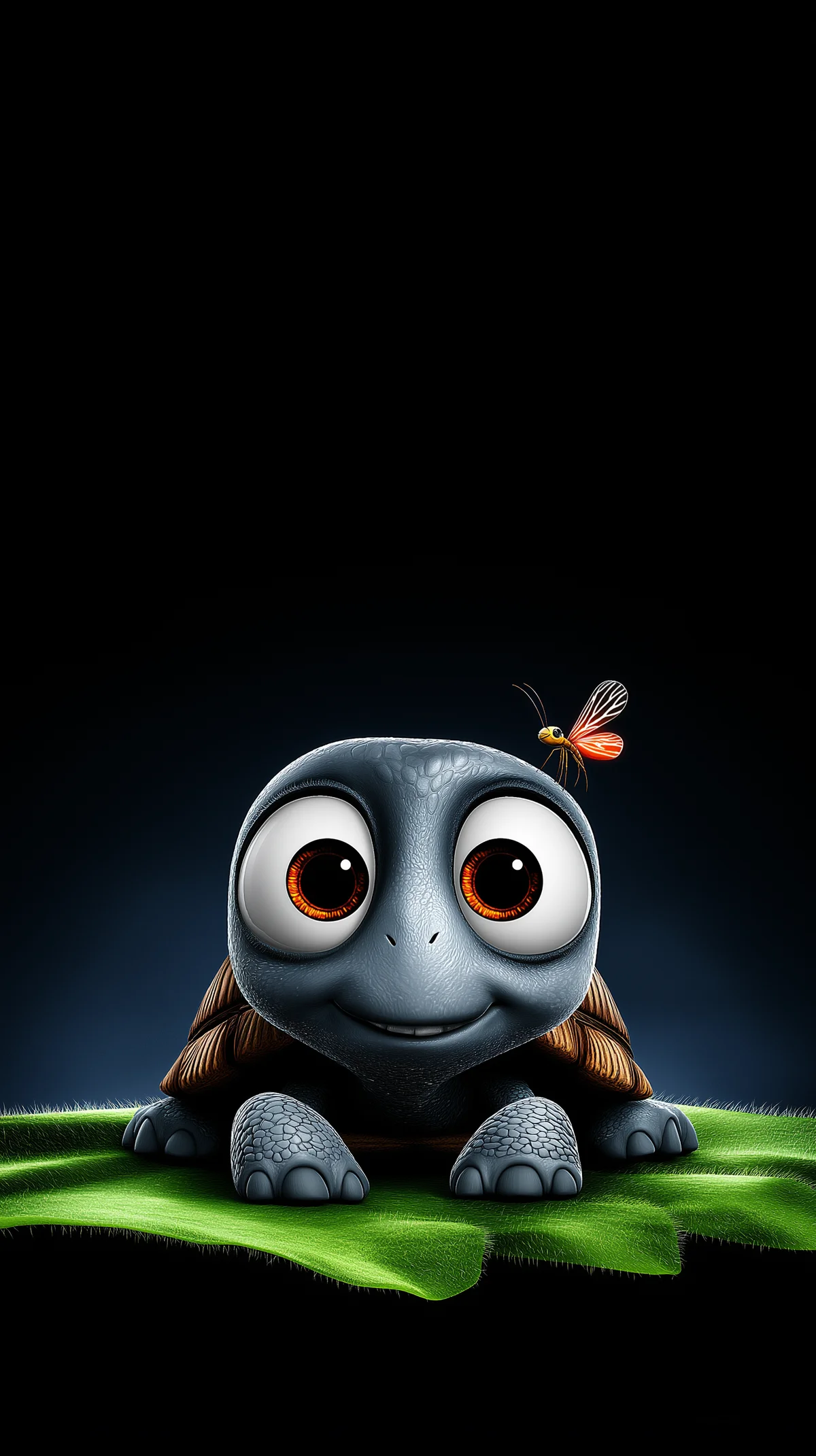 Big-Eyed Turtle Cartoon Wallpaper with Dark AMOLED Glow wallpaper - Turtle | Picmaze