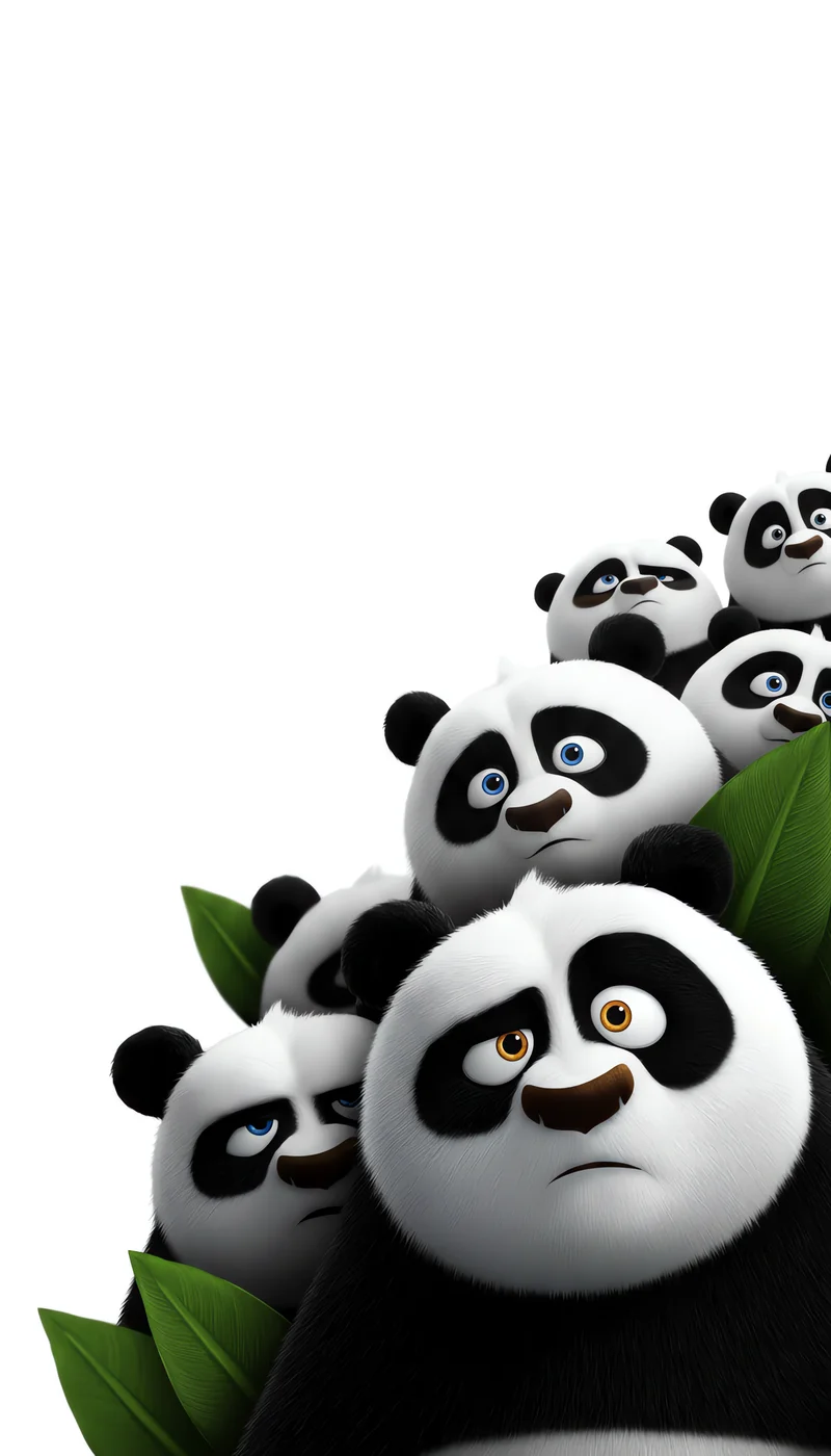 Curious Panda Faces Vertical Minimal White Space Wallpaper - Panda Wallpapers mobile Wallpaper | Picmaze