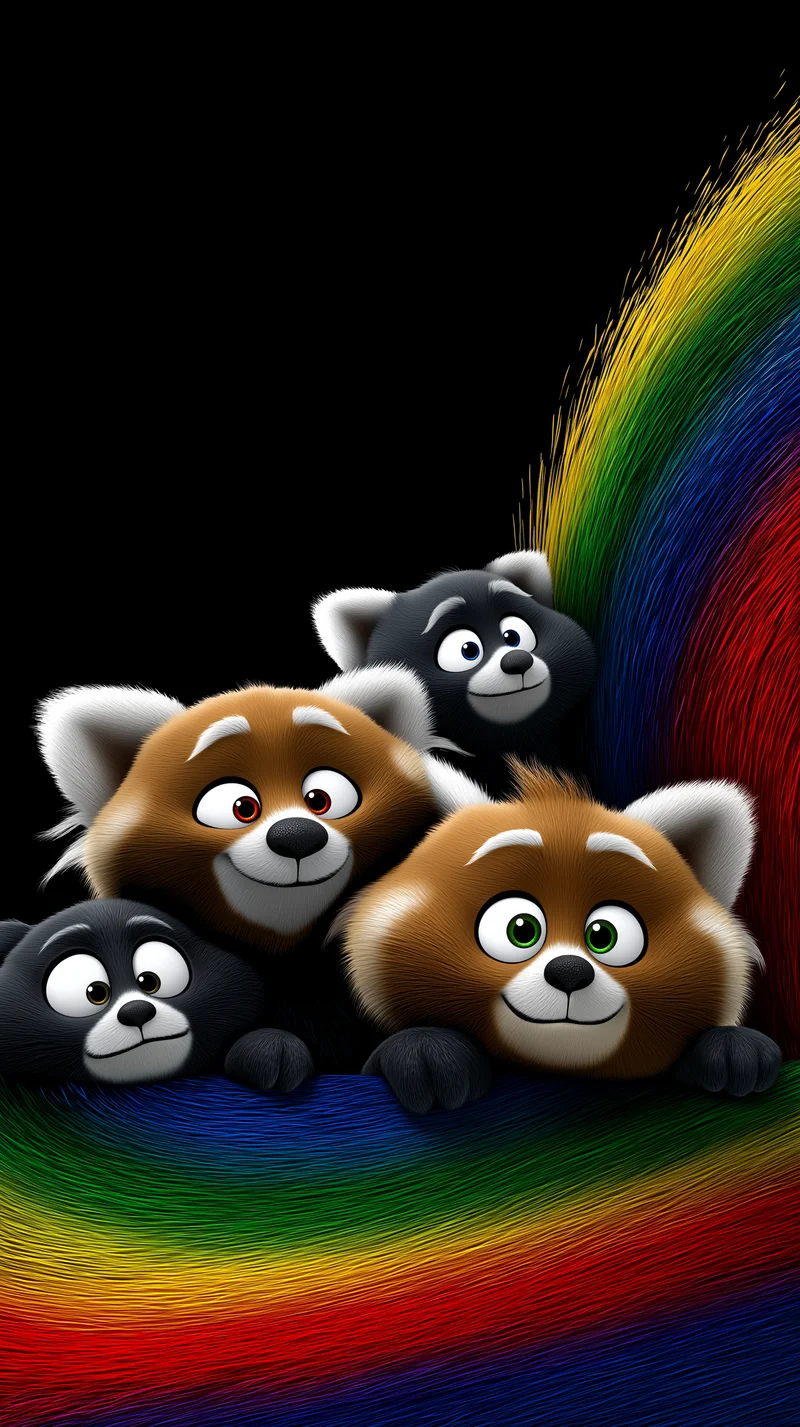Rainbow Red Panda Family Cute Dark AMOLED Wallpaper - Panda Wallpapers mobile Wallpaper | Picmaze