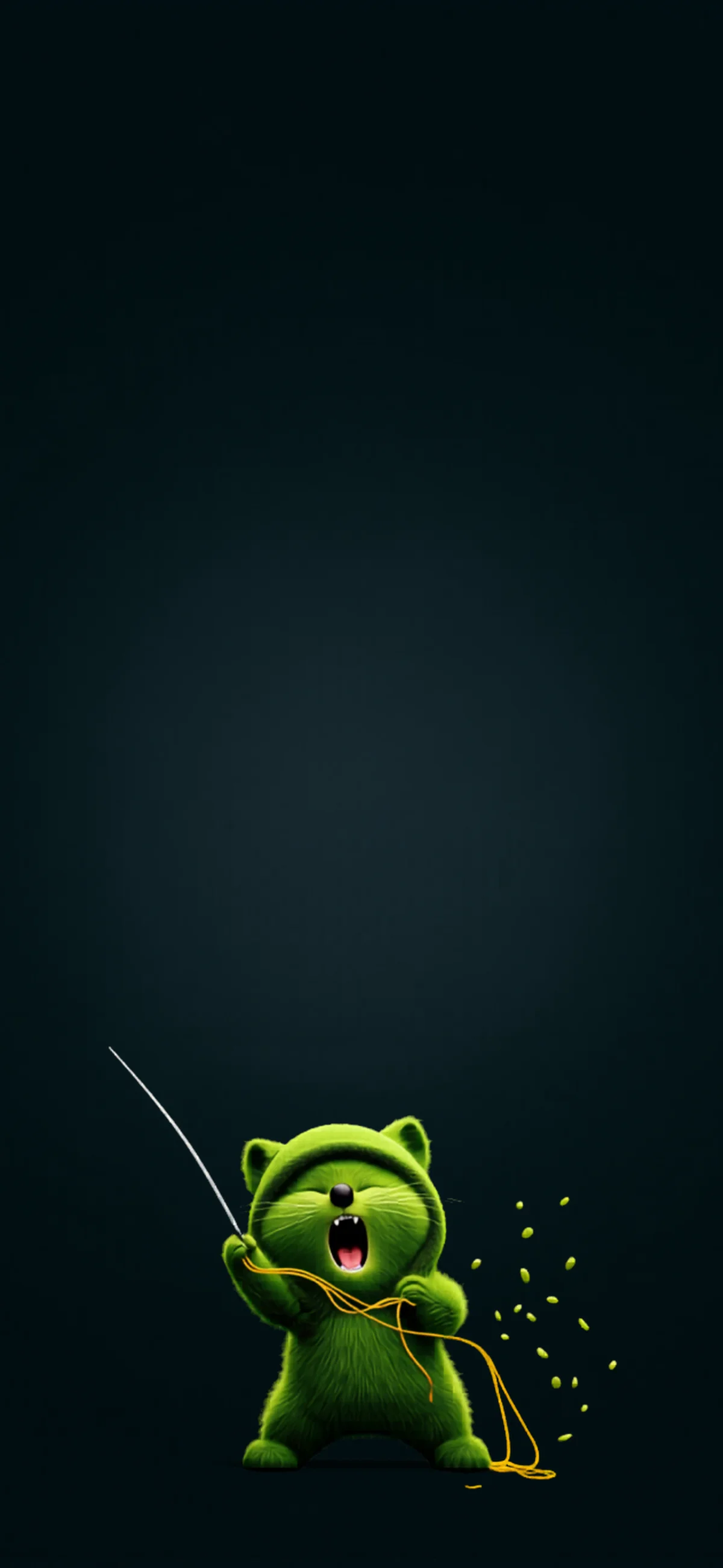 Cute Green Cat 3D Cartoon Dark Aesthetic iPhone Wallpaper wallpaper - ios wallpapers | Picmaze