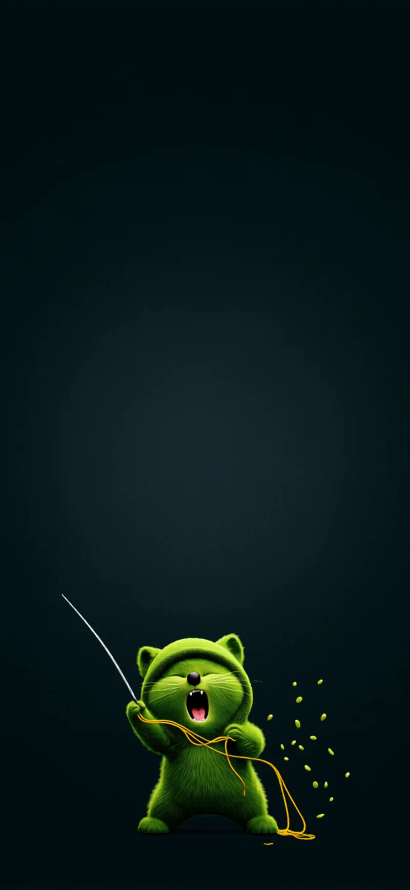 Cute Green Cat 3D Cartoon Dark Aesthetic iPhone Wallpaper Wallpaper | Picmaze