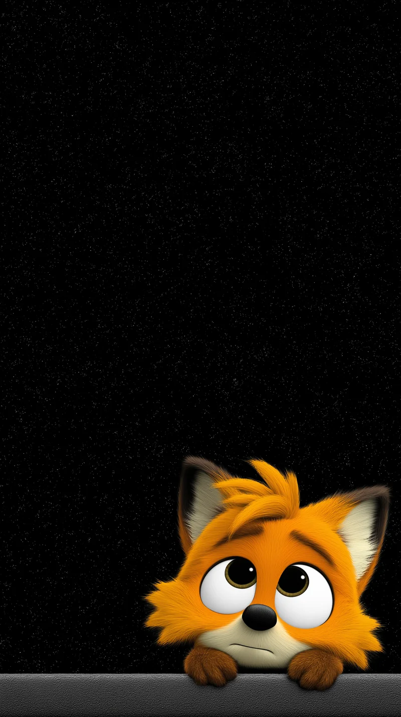 Cute Lonely Fox Cartoon Wallpaper with Dark Starry Sky - Cute Animal Wallpapers mobile Wallpaper | Picmaze