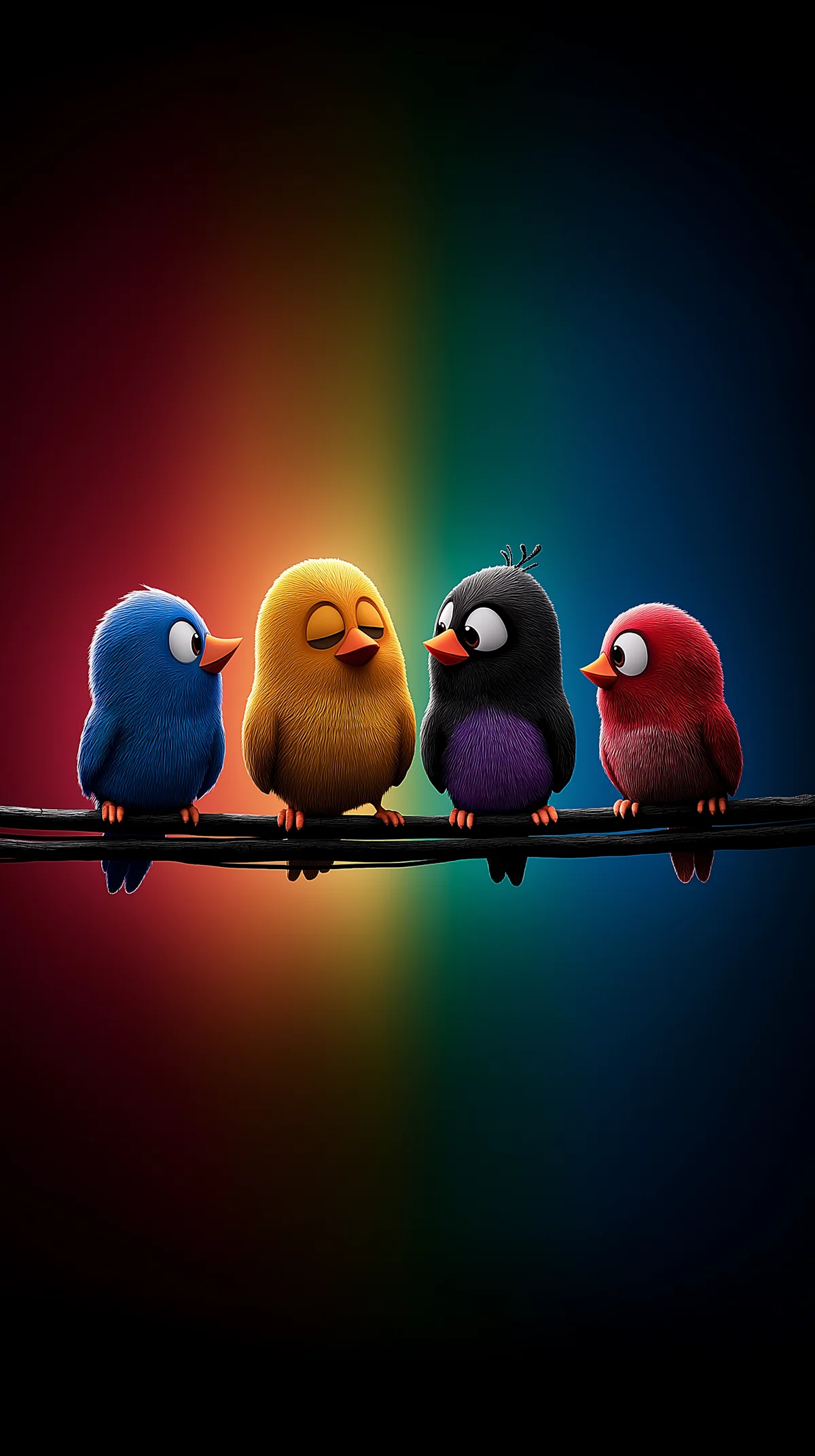 Minimal Cute Birds Wallpaper with Soft Rainbow Glow wallpaper - Bird Wallpapers | Picmaze