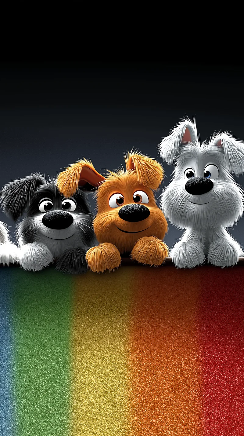 Minimal Cute Puppy Trio with Soft Gradient Color Wall Wallpaper - Dogs wallpaper mobile Wallpaper | Picmaze