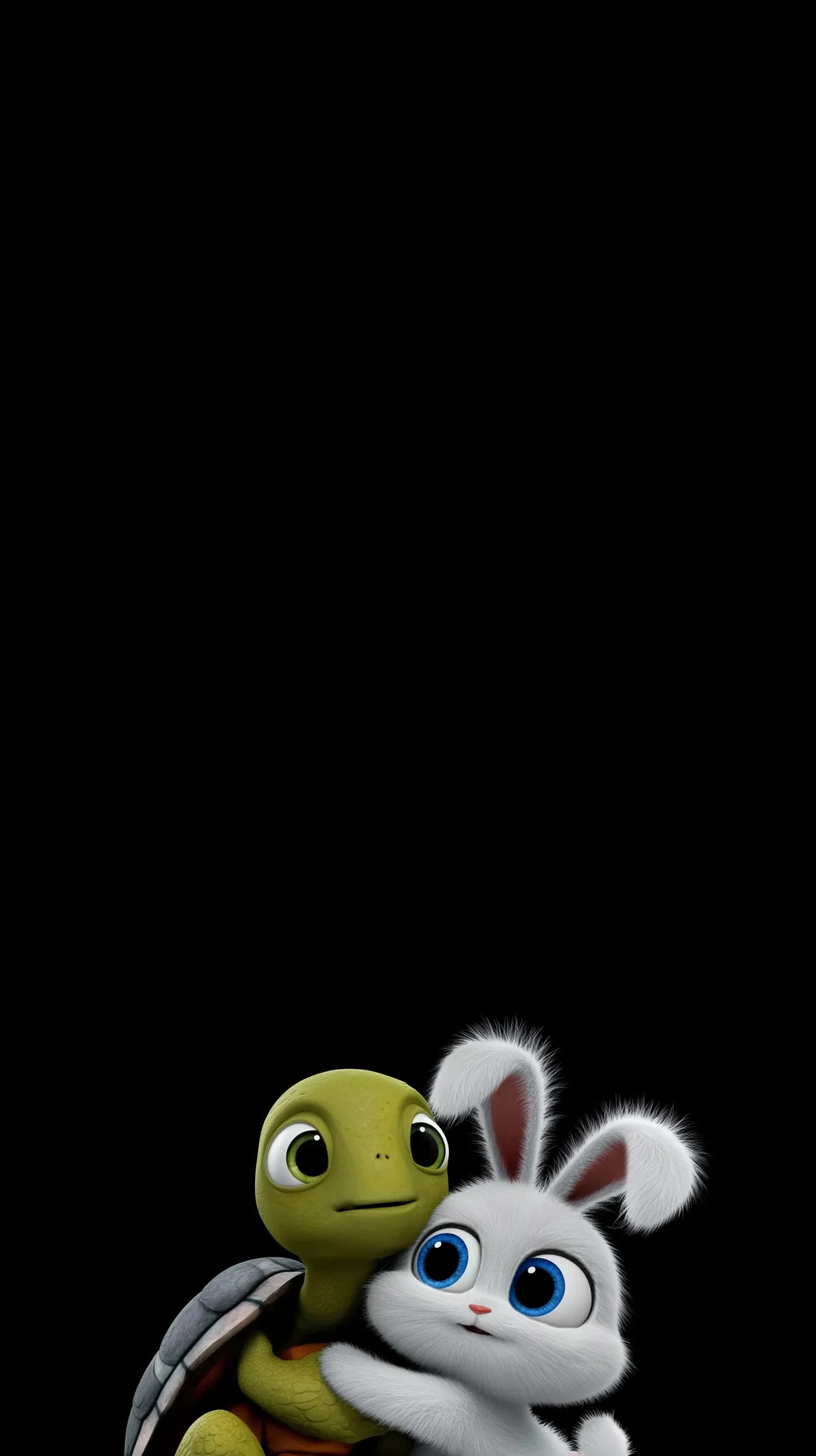 Adorable Bunny and Turtle Hug Minimal Black Wallpaper wallpaper - 3D Wallpaper | Picmaze