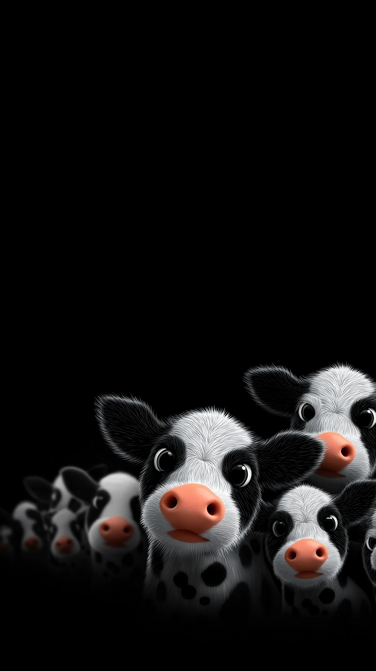 Minimal Cute Cow Wallpaper with Deep Black Space wallpaper - cow | Picmaze