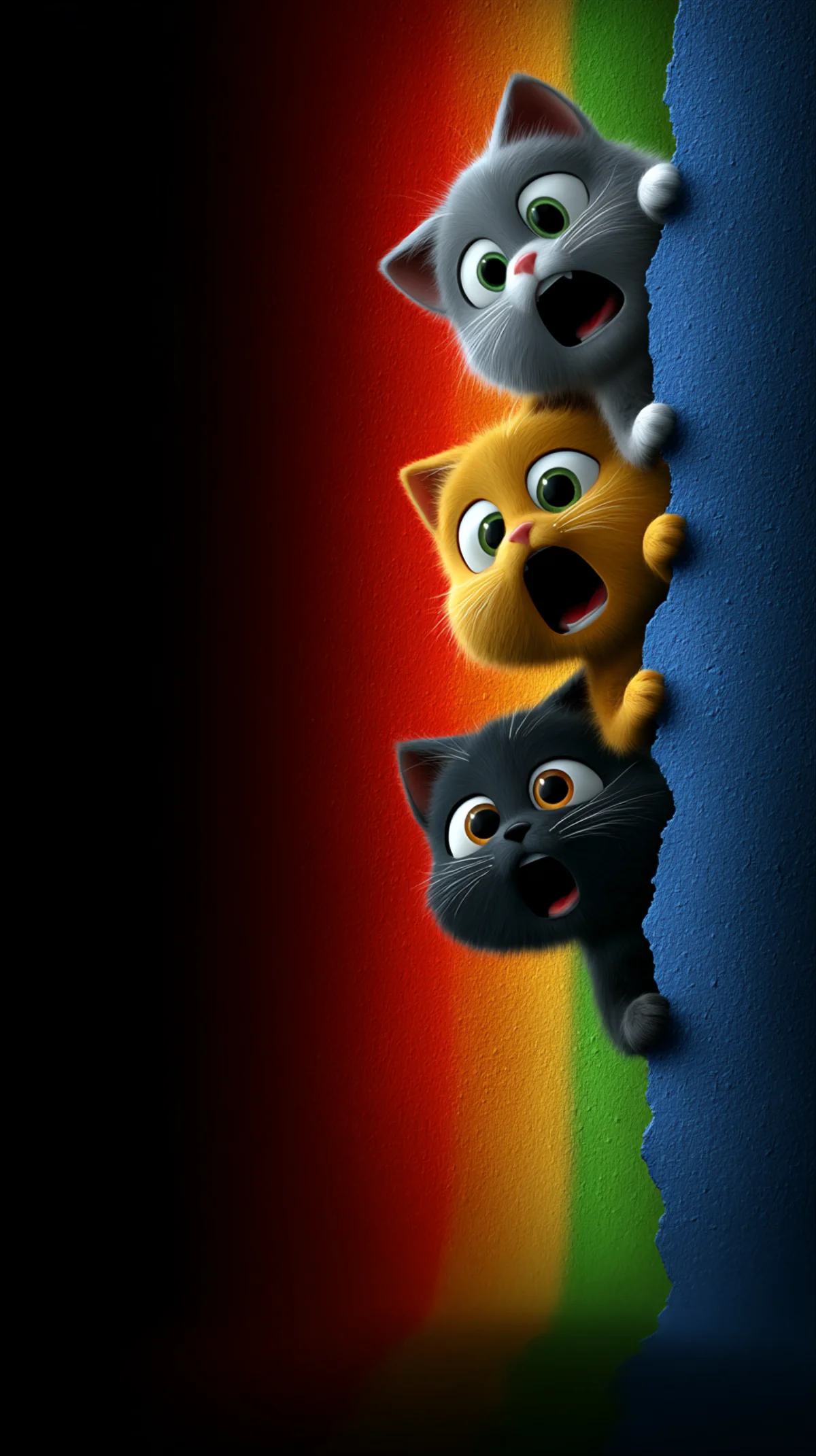 Adorable Surprise Kittens on Dark Rainbow Edge Background wallpaper - Cat Wallpapers | Picmaze