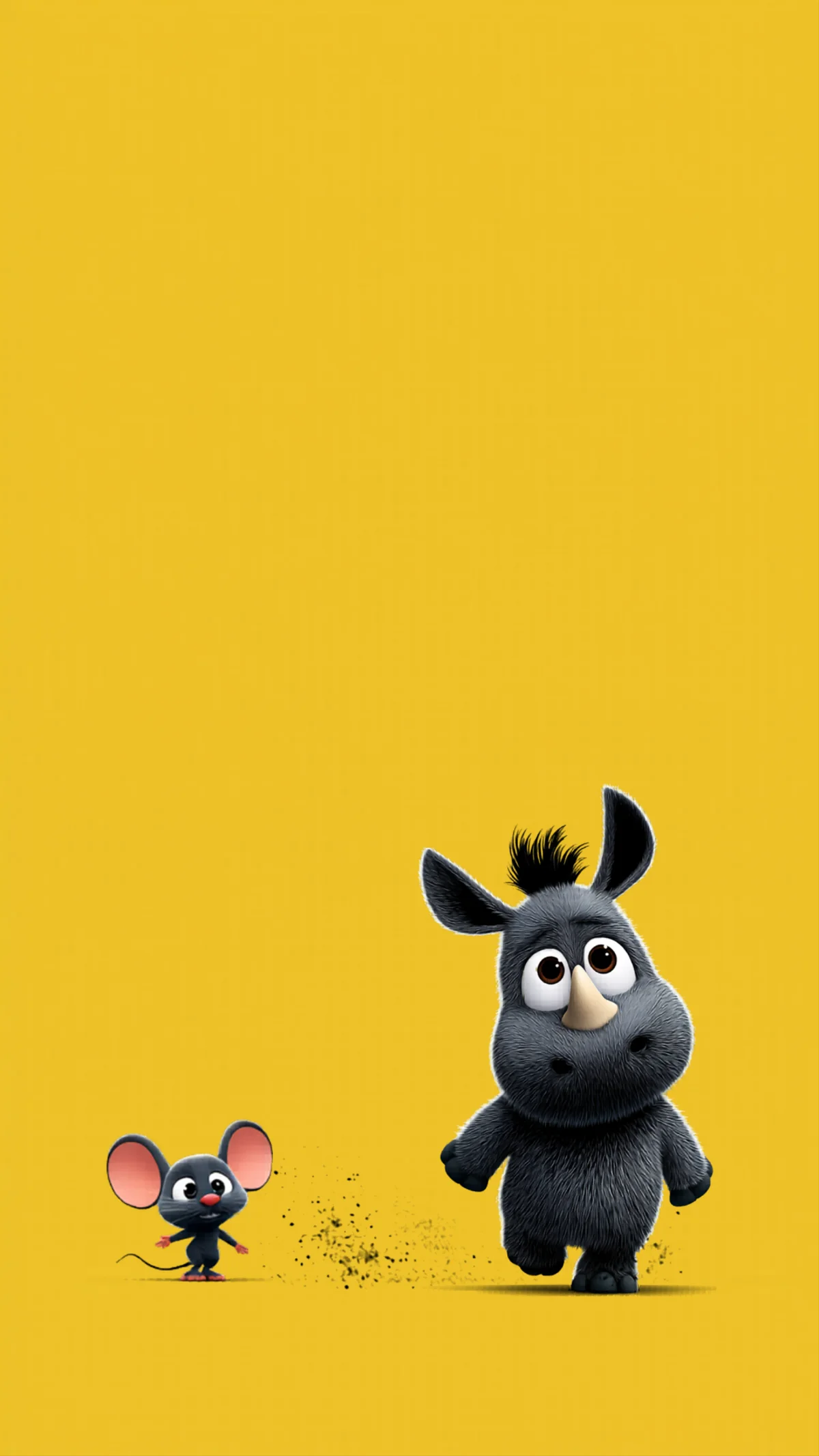 Cute Rhino and Mouse Cartoon Yellow Minimal Wallpaper wallpaper - 3D Wallpaper | Picmaze
