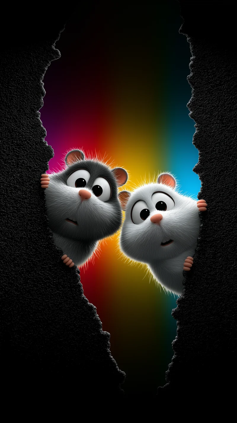 Cute Hamster Peek Wallpaper with Rainbow Glow Background - Cute Hamster wallpapers mobile Wallpaper | Picmaze